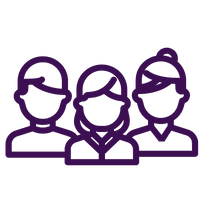 a close up of a purple logo on a black background