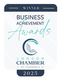 The image is about the Business Achievement Awards 2022 winner, presented by the London Chamber of Commerce.
