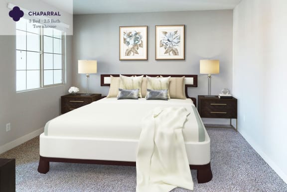 a bedroom with a bed and two night stands  at Mission Hills, Camarillo, California