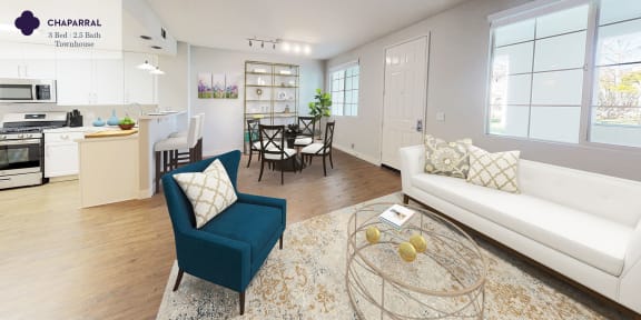 a living room with a white couch and a glass coffee table  at Mission Hills, Camarillo, CA, 93012