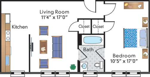  Floor Plan Renovated 1 Bedroom 06 Tier