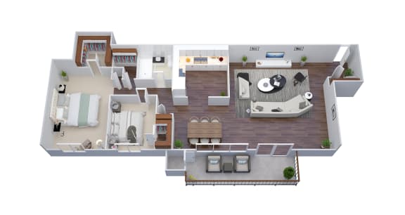 950 Square-Foot 2 Bed 1 Bath Floor Plan at The District at Forestville Apartments, ZPM , Forestville, MD