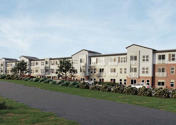 A long building with a lot of windows.