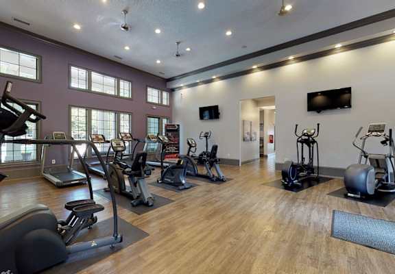 fitness center with exercise equipment at Autumn Park Apartments, Charlotte, NC, 28262