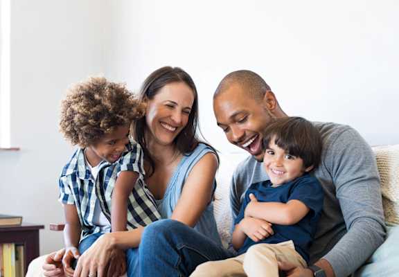 family on couch