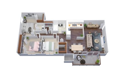 1100 Sq-Ft 3 Bed 1.5 Bath Floor Plan at The District at Forestville Apartments, ZPM , Forestville, Maryland