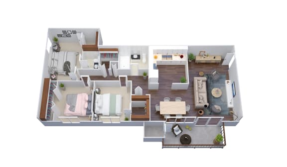 Floor Plan  1100 Sq-Ft 3 Bed 1.5 Bath Floor Plan at The District at Forestville Apartments, ZPM , Forestville, Maryland