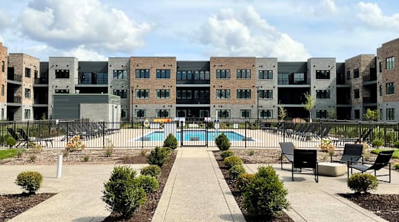 our apartments have a large pool in front of our building