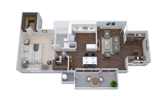 825 Square-Foot 1 Bed 1 Bath  Den Floor Plan at The District at Forestville Apartments, ZPM , Forestville, MD, 20747