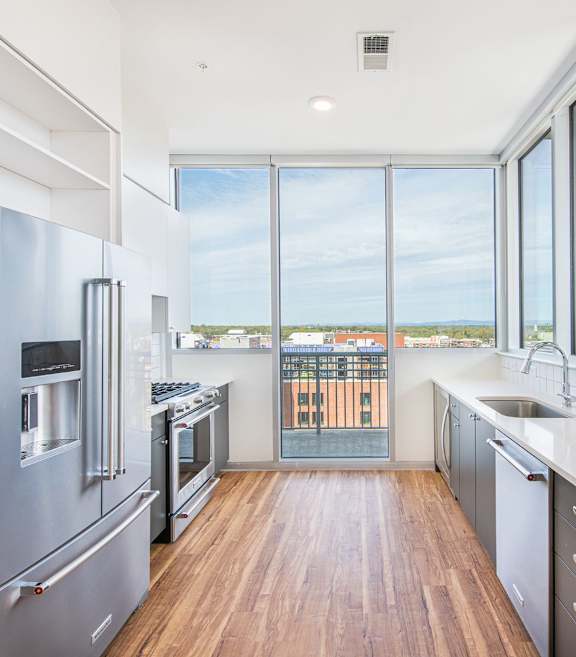 Kitchen area at Deca Apartments, Greenville, South Carolina