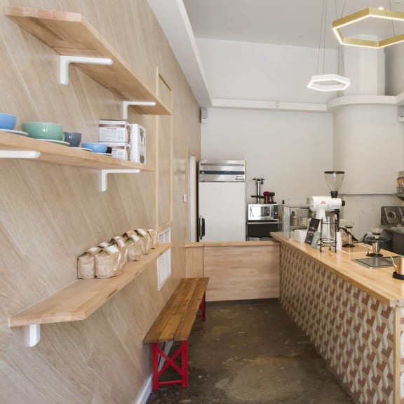 Coffee shop at South Park Lofts, Los Angeles, CA, 90017