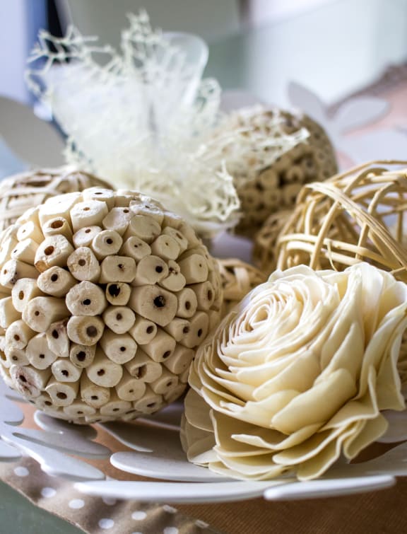 a plate of chocolate easter eggs on a table