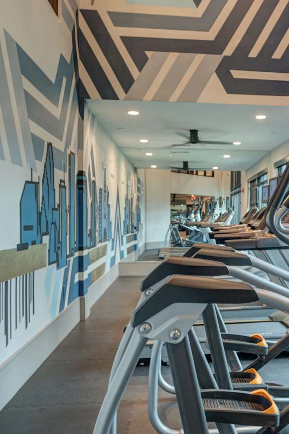 Row of treadmills at Caldwell, Texas, 77084