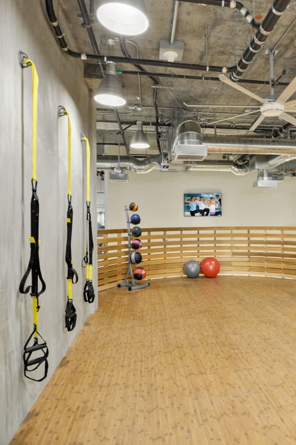 Olive DTLA Exercise Room Weight Rack at L Seven, California, 94103