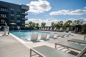 Pool Area at Harbor Side at Conwood Flats Apartments in Uptown Memphis, TN