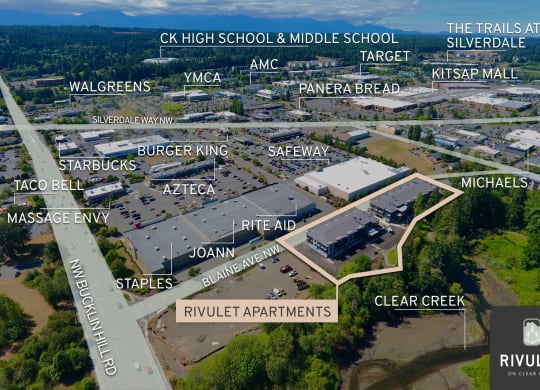 a map of the city of ck high school and middle school at Rivulet, Silverdale Washington