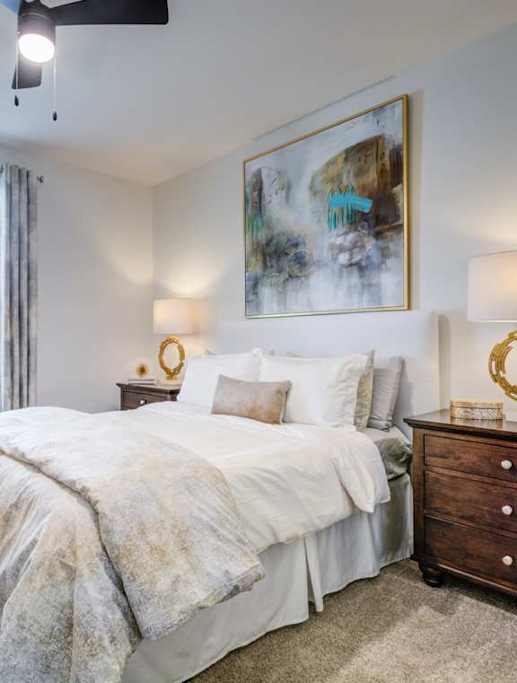 Bedroom with Nightstand at The Ridge at Chenal Valley Apartments, Little Rock, AR