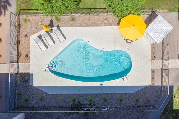 Pool aerial view at Arcadia Lofts Apartments in Phoenix, AZ