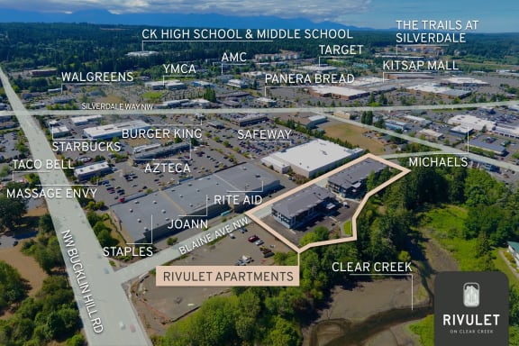 a map of the city of ck high school and middle school at Rivulet, Silverdale, 98383