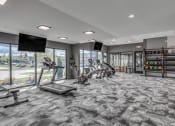 Thumbnail 6 of 11 - On-site fitness center at Quarry Apartments and Townhomes in DeWitt, Michigan