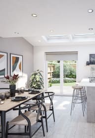 a bedroom with a bed and desk in a 555 waverly unit