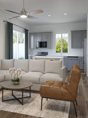 a living room filled with furniture and a rug