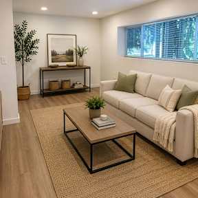 A room with a sliding glass door and a wooden floor.