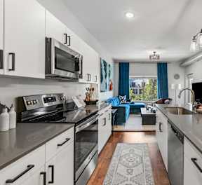 kitchen living room overview at The Revival, Salt Lake City