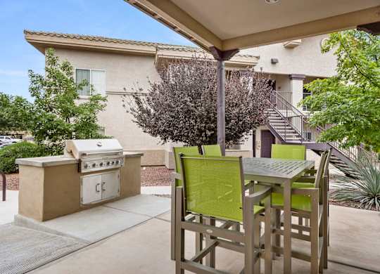 Table, Chairs, Outdoor, Patio, Grill