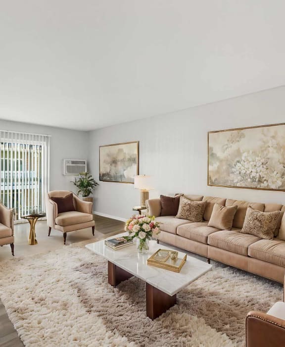 a kitchen and dining area in a 555 waverly unit