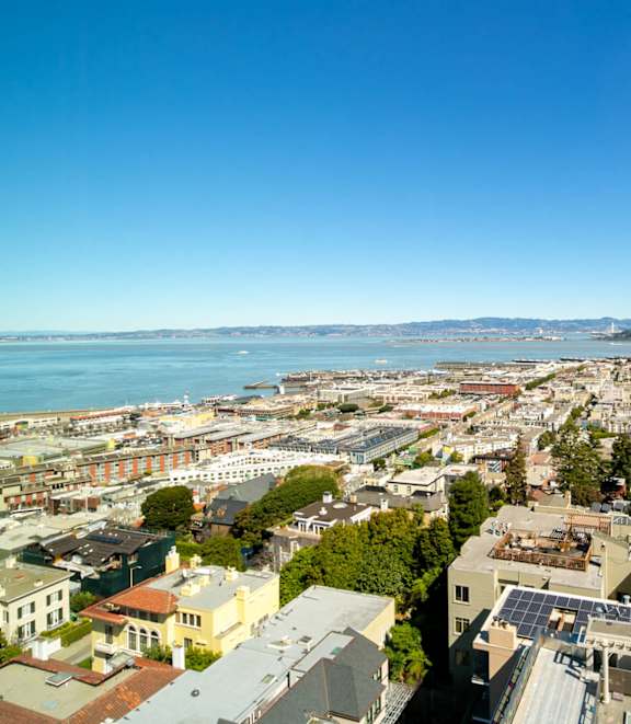 an aerial view of the city of san francisco and the bay