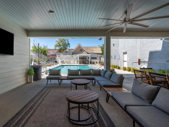 a kitchen and living room with a counter top at City View St. George Apartments, Utah, 84770