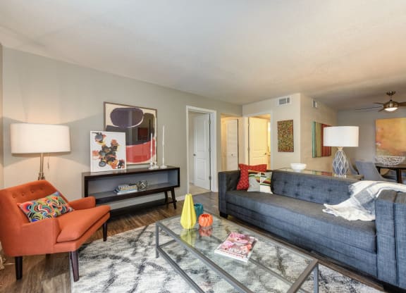 Living Room and Dining Area at Rush River Apartments, Sacramento, 95831