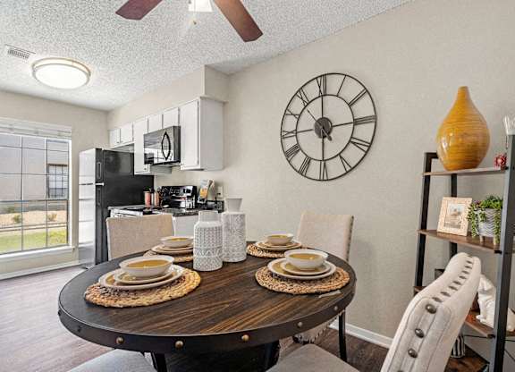 Dining Area, Ceiling Fan, Table, Chairs, Kitchen