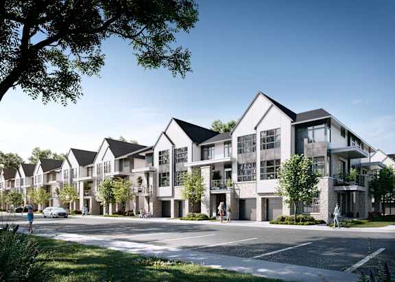 a rendering of an apartment building on a city street