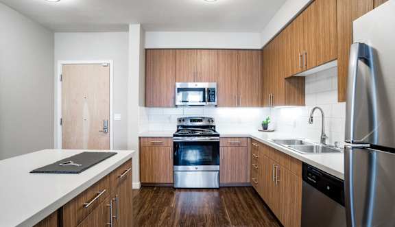 Updated kitchen with stainless steel appliances