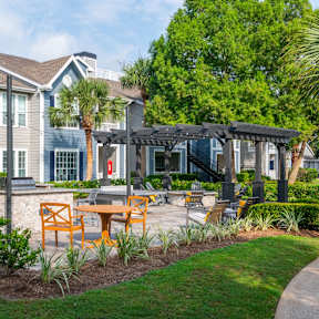 A residential area with a house and a garden.