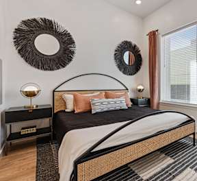 bedroom with mirrors at SevenO2 Main Apartments, Utah, 84101