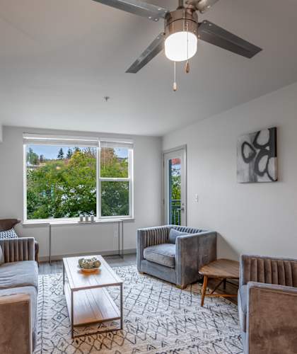 Living Room, Ceiling Fan, Private Balcony