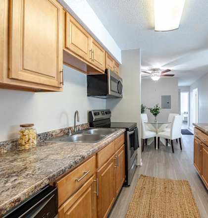 Wooden cabinets at Collins Crossing, Carrboro, North Carolina