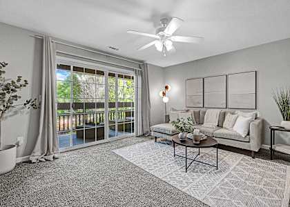 Spacious Living Area with Ceiling Fan