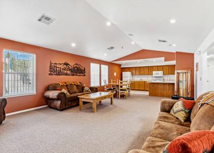 a living room with couches and a coffee table