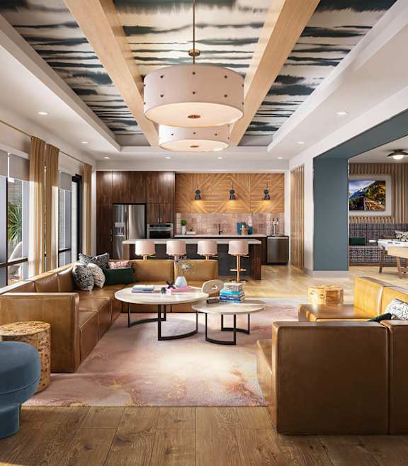 Social lounge at The Penstone Apartments and Townhomes in South Walpole MA