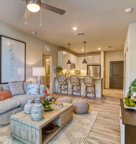 Ceiling Fan In Living Room at The Beck at Hidden River, Tampa, FL, 33637