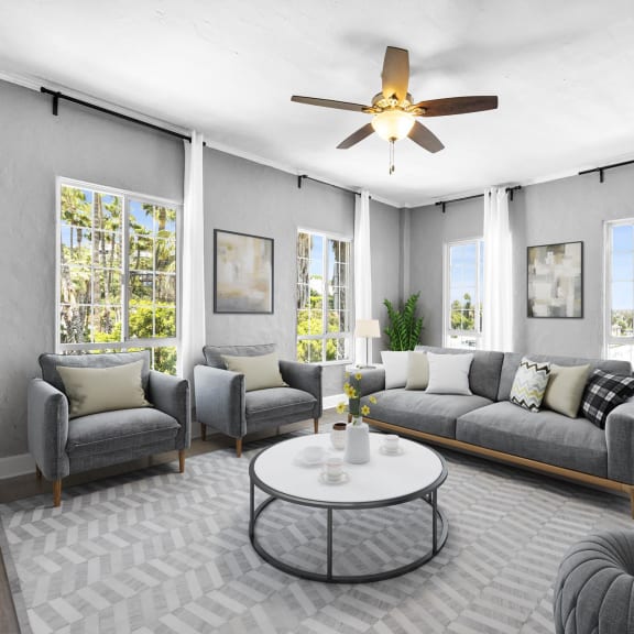 living room at North Kingsley, California, 90027