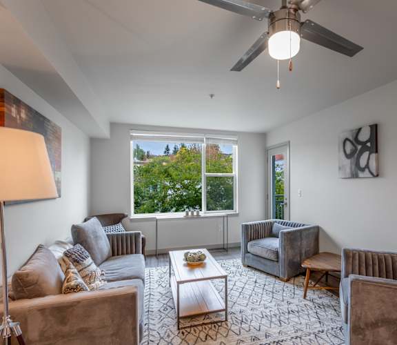 Living Room, Ceiling Fan, Private Balcony