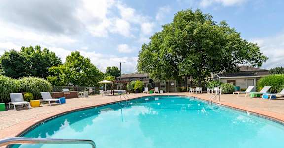 Clear pool view at Collins Crossing, Carrboro, NC, 27510