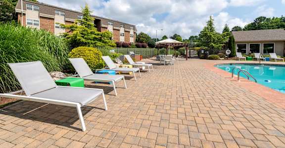 Pool side sun loungers1 at Collins Crossing, Carrboro, 27510