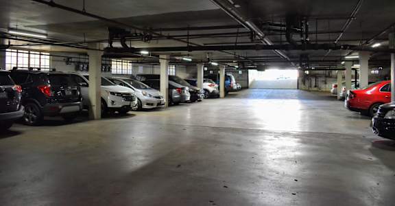 Covered private parking garage
