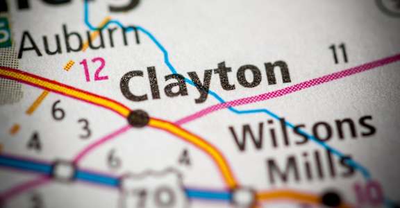 A map with the number 12 near Auburn and Clayton.